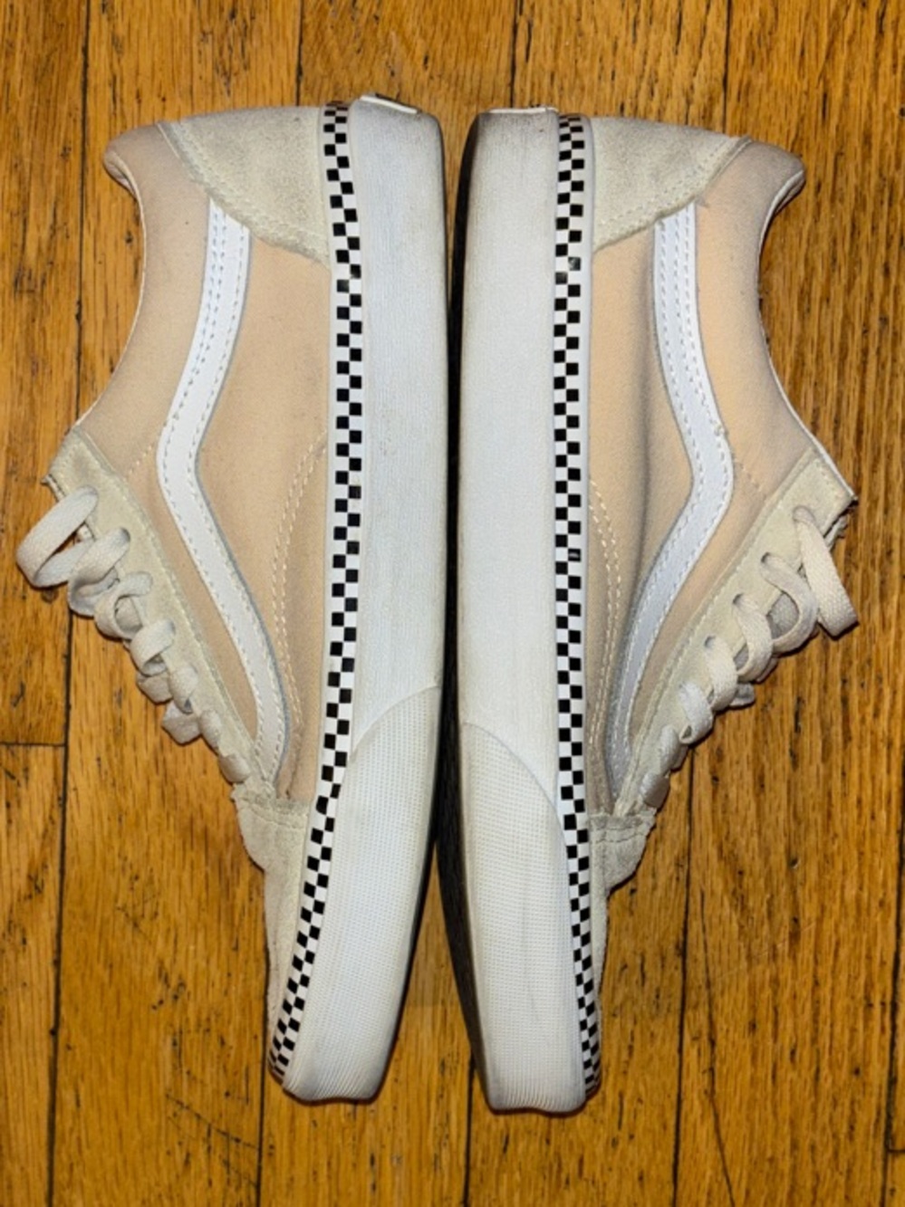 Vans Old Skool Checkerboard Foxing Skate Shoes - Beige Suede - W6.5/M5